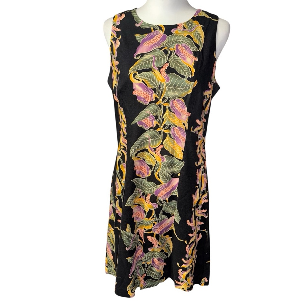 Vintage Hilo Hattie Hawaiian sheath dress birds of paradise print sz 12